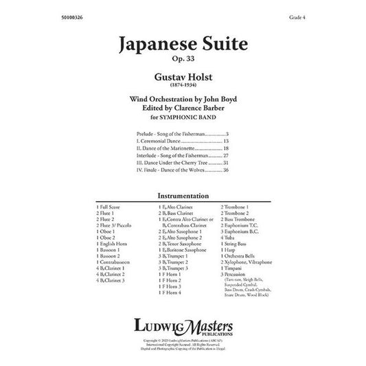 (楽譜) 日本組曲 / 作曲：グスターヴ・ホルスト　編曲：ジョン・ボイド (吹奏楽)(フルスコアのみ)