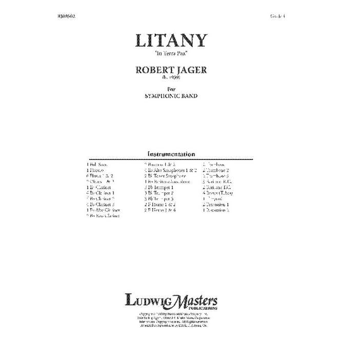 (楽譜) リタニ＜地に平和を＞ / 作曲：ロバート・ジェイガー (吹奏楽)(スコアのみ)