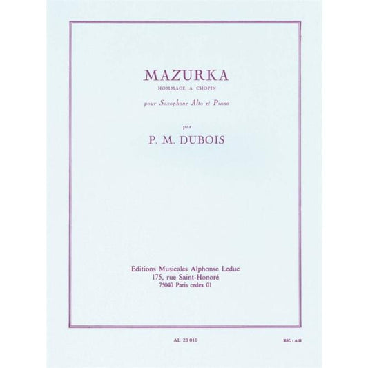 (楽譜) マズルカ / 作曲：ピエール＝マックス・デュボワ (アルト・サクソフォーン＆ピアノ)