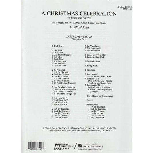 (楽譜) クリスマス・セレブレーション / 作曲：アルフレッド・リード(吹奏楽)(フルスコアのみ)
